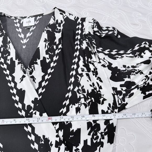 Cabi X-Factor Dress Black & White Floral Print V-Neck 3/4 Sleeve Size Medium - Picture 10 of 10